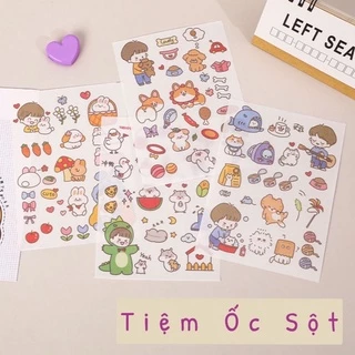 Set 4 Tấm Sticker Hình Dán Hoạt Hình Đáng Yêu- Tiệm Ốc Sột