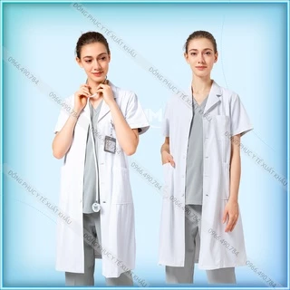 Áo choàng blouse bác sĩ; áo bệnh viện, phòng khám, thí nghiệm, blouse bác sĩ nam, nữ