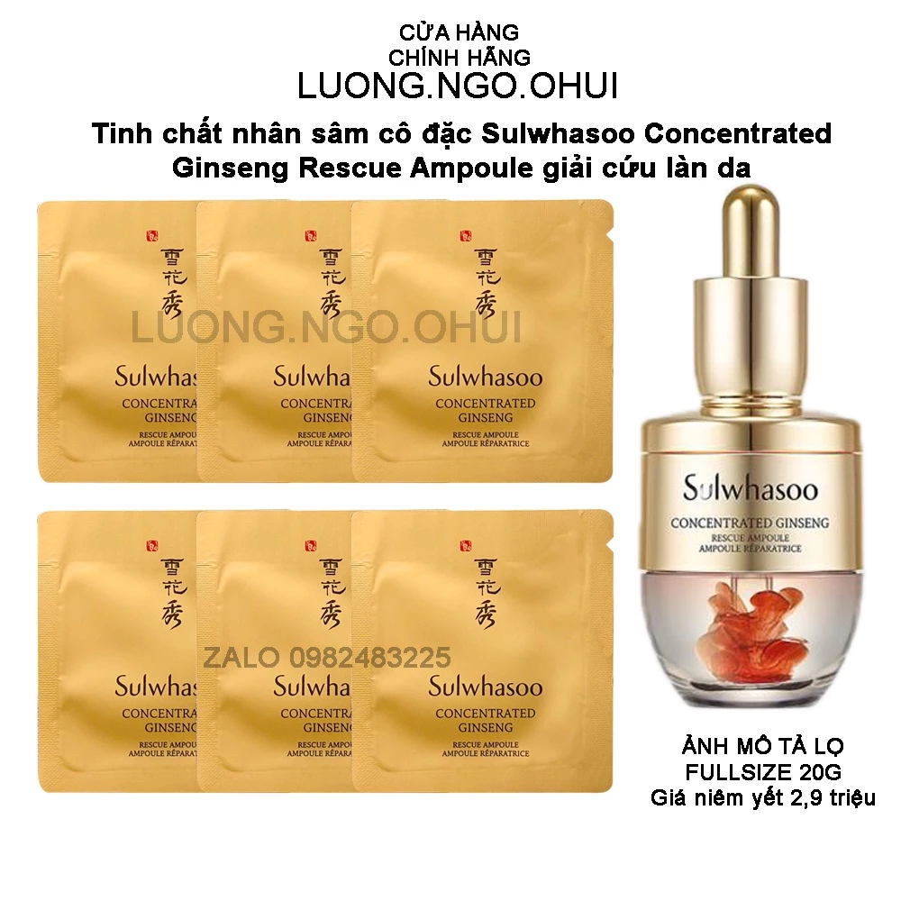 [Vip] Gói sample tinh chất nhân sâm cô đặc Sulwhasoo Concentrated Ginseng Rescue Ampoule giải cứu làn da (1ml)