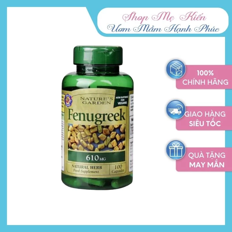 Viên lợi sữa cỏ cà ri Nature’s Garden Fenugreek 610mg của Anh hộp 100 viên - Shop Mẹ Kiến