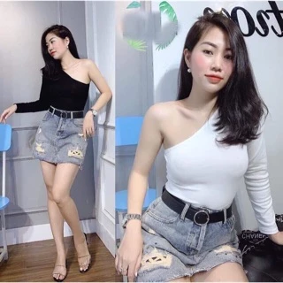 Áo Thun Body Tay Dài Lệch Vai 1 Tay Sang Chảnh - Dáng thường & Croptop - TD05