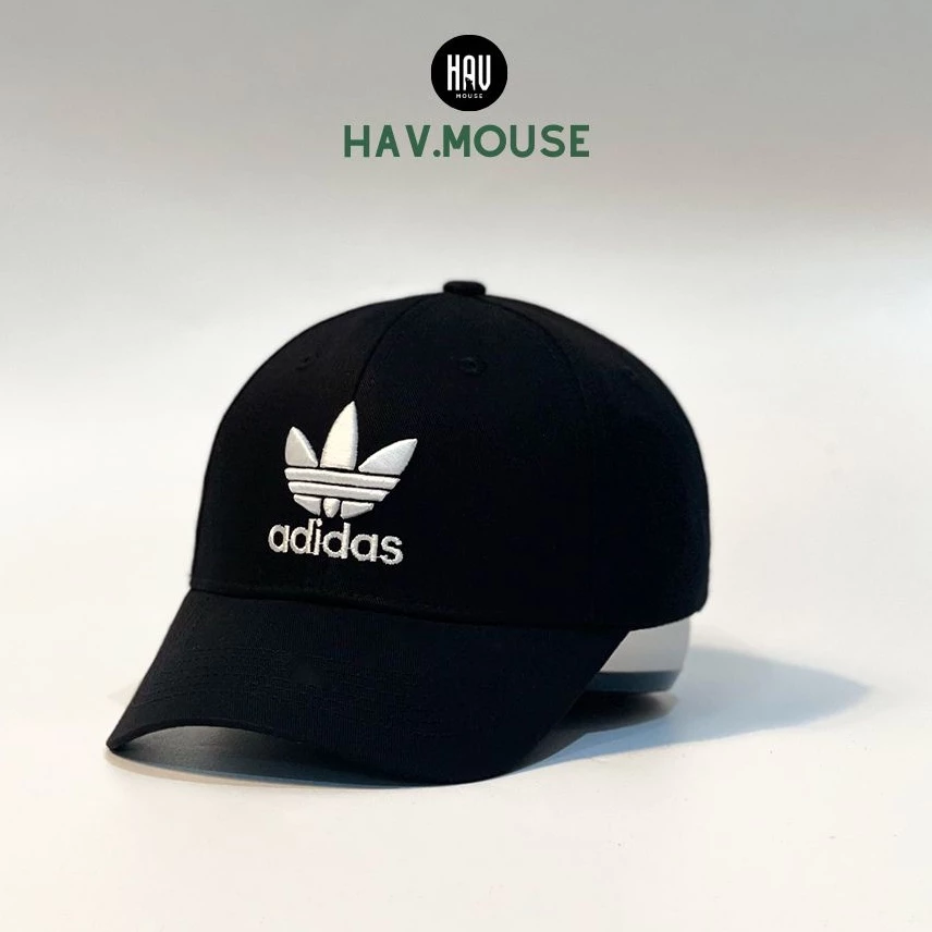 Nón kết lưỡi trai Mũ Adidas đen logo thêu trắng dành cho nam nữ Free size - Full hộp