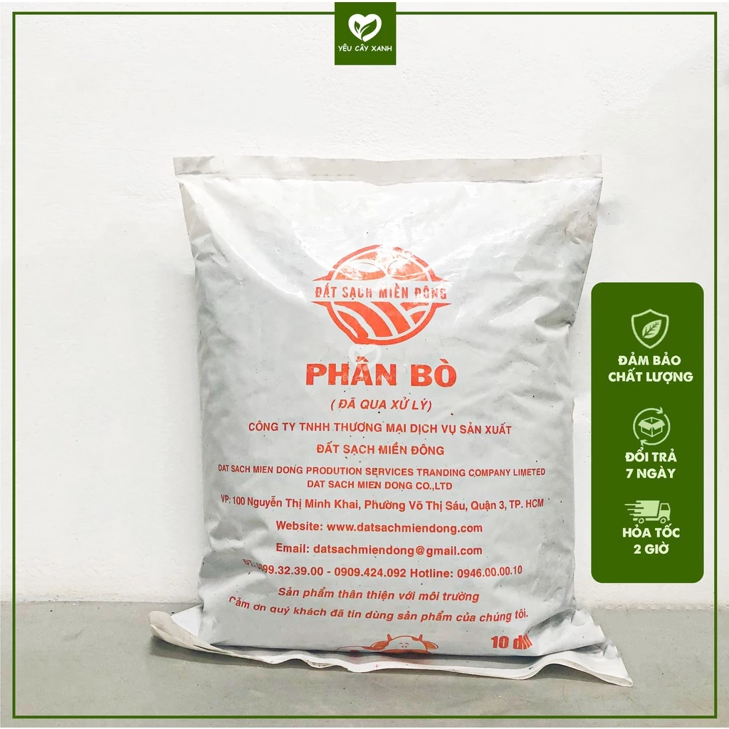 Phân Bò Hữu Cơ  Đã Qua Xử Lý, Bổ Sung Dinh Dưỡng và Làm Xốp Đất (Túi 10 dm3) - Yêu Cây Xanh