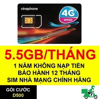 Sim Dcom 4G Vinaphone D500 Sử Dụng Trọn Gói 1 Năm - Tặng 5GB/Tháng - Không Phải Nạp Thẻ Bao Sài 1 Năm