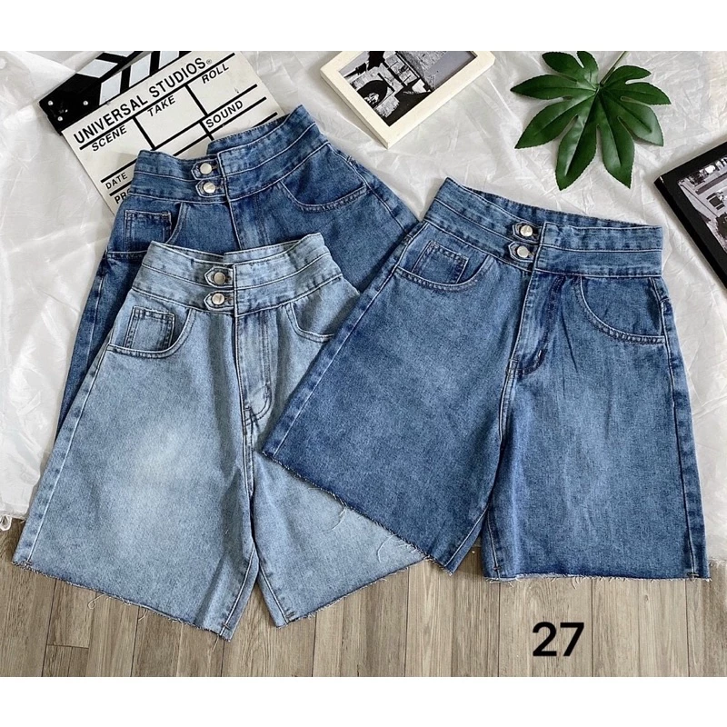 Quần Short Ngố Jean Nữ Bigsize Size Đại Đến 82kg Lưng Cao 2 Nút Hàng VNXK Ms27