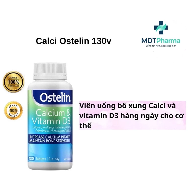 Viên Uống Canxi Bầu Ostelin Calcium & Vitamin D3 130v