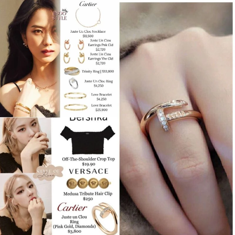 Nhẫn Đinh Uốn Jisoo Rose Blackpink