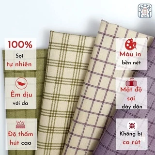 MDFG  Vải cotton 100% tự nhiên🍒MODAFABRICS🍒khổ vải 110cm , caro bé - vải đẹp handmade, quilt, may quần áo