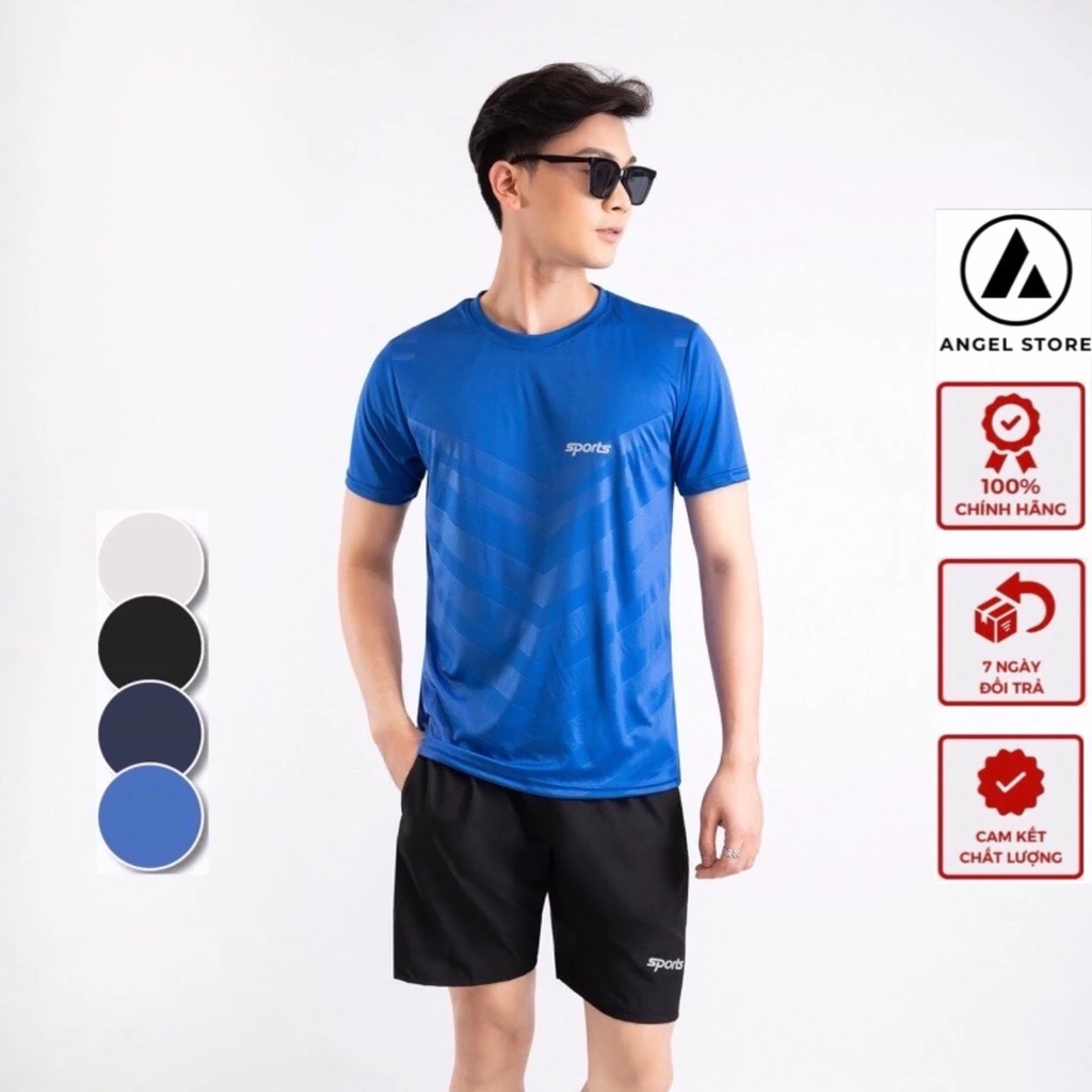Bộ quần áo thể thao nam ANGEL STORE, sét áo thun quần đùi nam SPORT chất thun lạnh co giãn đa chiều năng động HBSP1