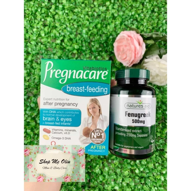 Bộ đôi viên lợi sữa Pregnacare & Viên cỏ cà ri tăng tiết sữa Fenugreek