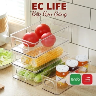 Hộp đựng đồ thực phẩm trong tủ lạnh, Khay đựng đồ linh tinh trong suốt đa năng có thể xếp chồng EC Life 05A02