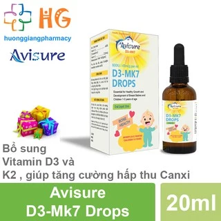 Siro Avisure D3 - MK7 Drops - Bổ sung Vitamin d3 k2, canxi cho bé, giúp xương, răng chắc khỏe