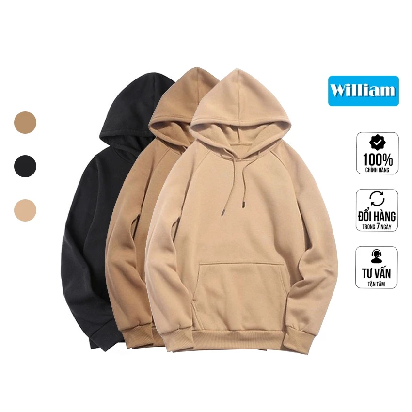 [FREESHIP_50K] Áo hoodie trơn nỉ PE Cacao giữ ấm tốt William - DS39