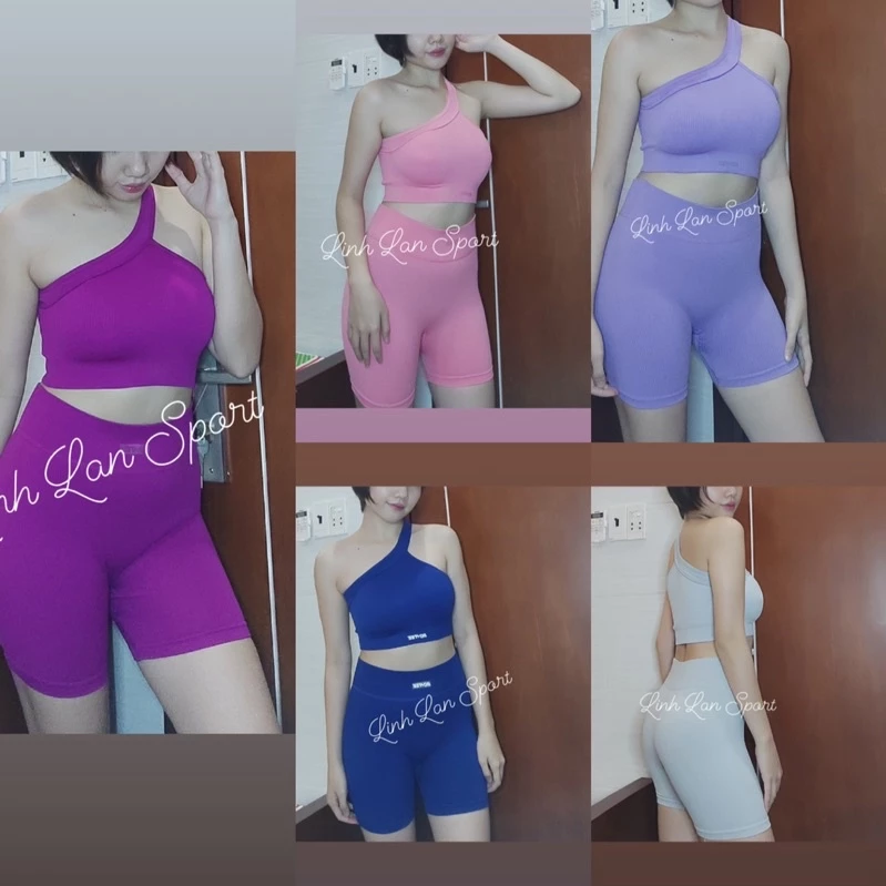 BỘ TẬP GYM YOGA LỆCH VAI NỮ CHẤT THUN GÂN BOTEE