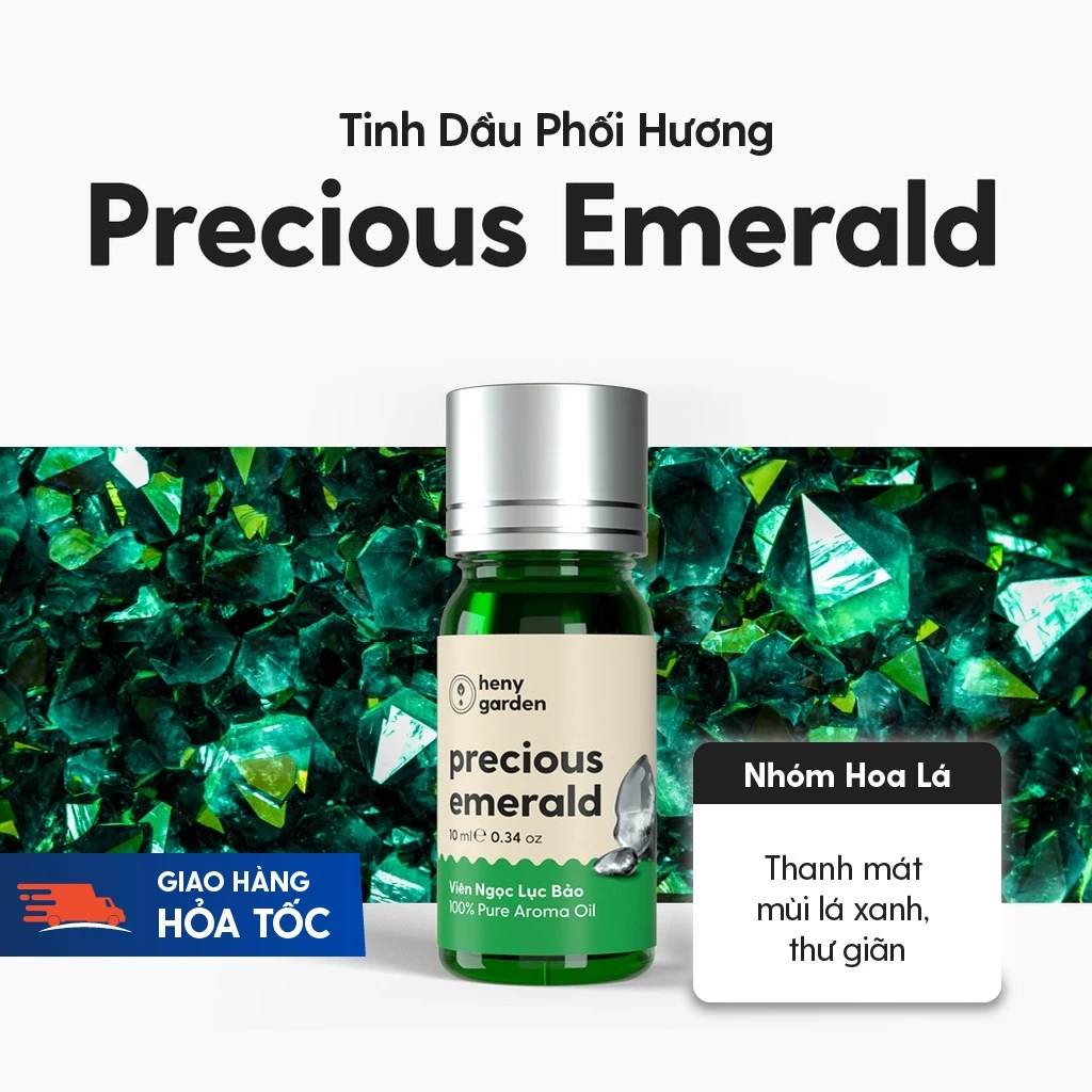 Tinh Dầu Phối Hương Precious Emerald (Hoa) Xông Thơm Phòng, Làm Nến Thơm Thiên Nhiên Heny Garden 10mL