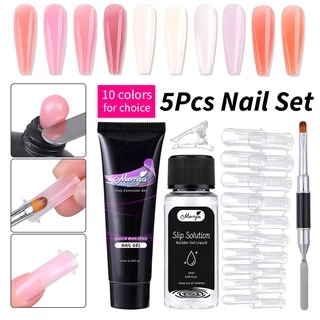 Set 5 dụng cụ làm móng MONJA nước đắp gel UV acrylic/ khuôn móng/ cọ hai đầu/ gel đắp móng nhanh/ 10 mẫu tùy chọn