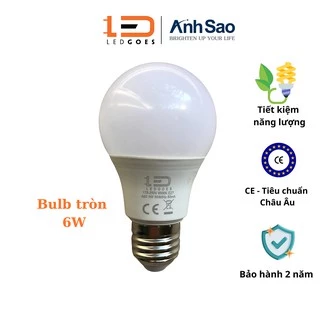 Bóng đèn led bulb 6W LEDGOES đui E27 siêu sáng tiết kiệm điện tuổi thọ cao