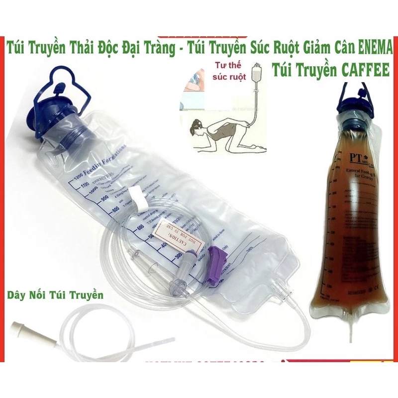 ❤COMBO 5 dây nối, dây truyền kèm Túi Súc Ruột Enema thải độc đại tràng cà phê, Túi Truyền Enema Cà Phê,Túi Cho Ăn 1200ml