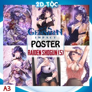 TRANH POSTER A3 RAIDEN SHOGUN GENSHIN IMPACT (5) CHẤT LIỆU GIẤY CAO CẤP - 2D TỘC SHOP