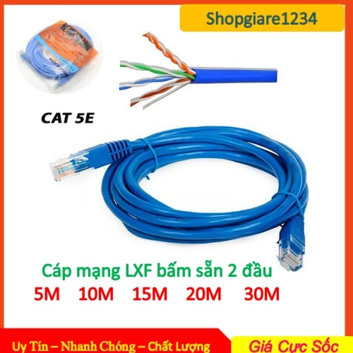 DÂY CÁP MẠNG BẤM SẴN LXF 5M/ 10M/ 15M/ 20M/ 30M/ 40MCHUẨN CAT5E - Hàng Chính Hãng - Đúc Sẵn Dây