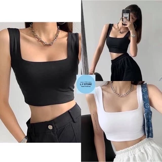 Áo Croptop 2 Dây Cổ Vuông L.Y Store Nữ [FREESHIP] 🌸 Thun kiểu bản to dáng ôm body bra tiện lợi thể thao cá tính Ulzzang🌸