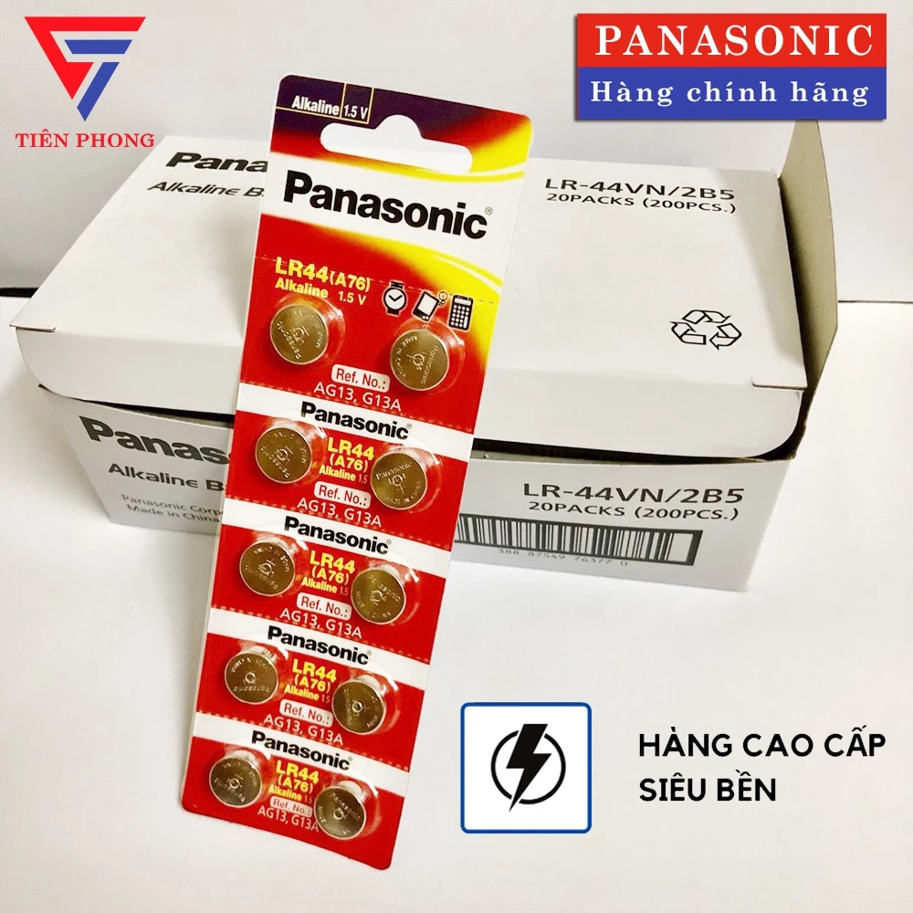 Pin LR44, AG13, A76, LR1154, AG3, LR41 Alkaline Panasonic Chính Hãng 1.5V (Vỉ 10 Viên)