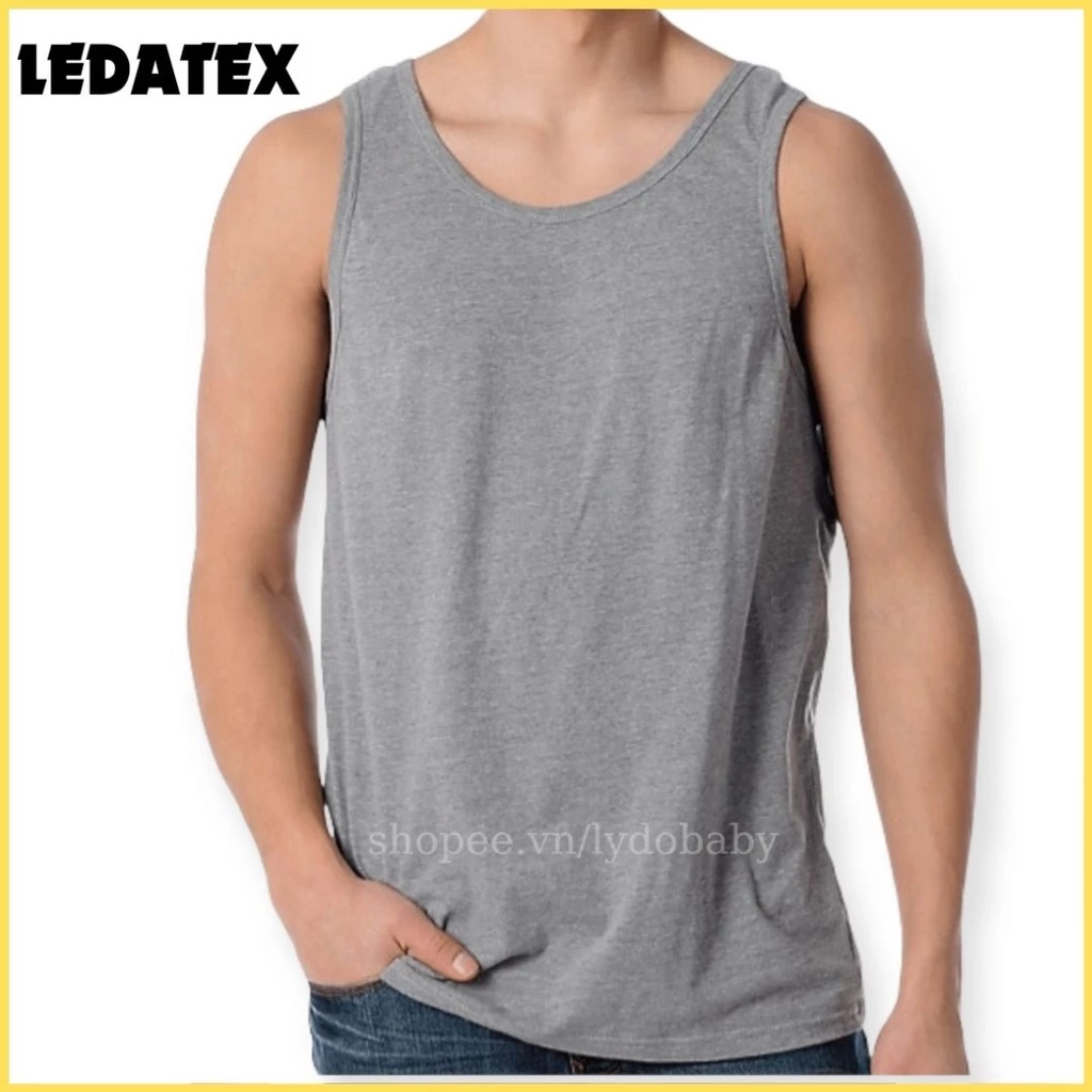 Áo 3 lỗ nam LEDATEX chất cotton đông xuân thoáng mát cổ tròn form rộng có big size tay ngắn