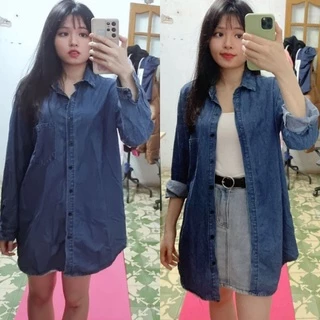 Áo denim form rộng freesize