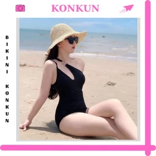 Đồ bơi bikini nữ đi biển 1 mảnh khoen lệch vai sang chảnh KONKUN MS35