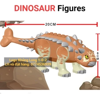 Đồ Chơi Khủng Long Ankylosaurus 2021 Đuôi Chùy Phiên Bản Màu Nâu Jurassic World Hãng Lele