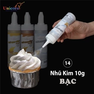 Màu Phun Nhũ Kim Bạc Trang Trí Bánh Kem, Bánh Sinh Nhật - 10g