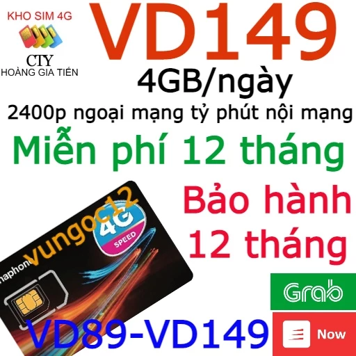 SIM 4G VINA VD149 U1500 BIG50Y VD89 GV89 VÀ FHAPPY MIỄN PHÍ 1 NĂM GỌI VÀ XÀI DATA