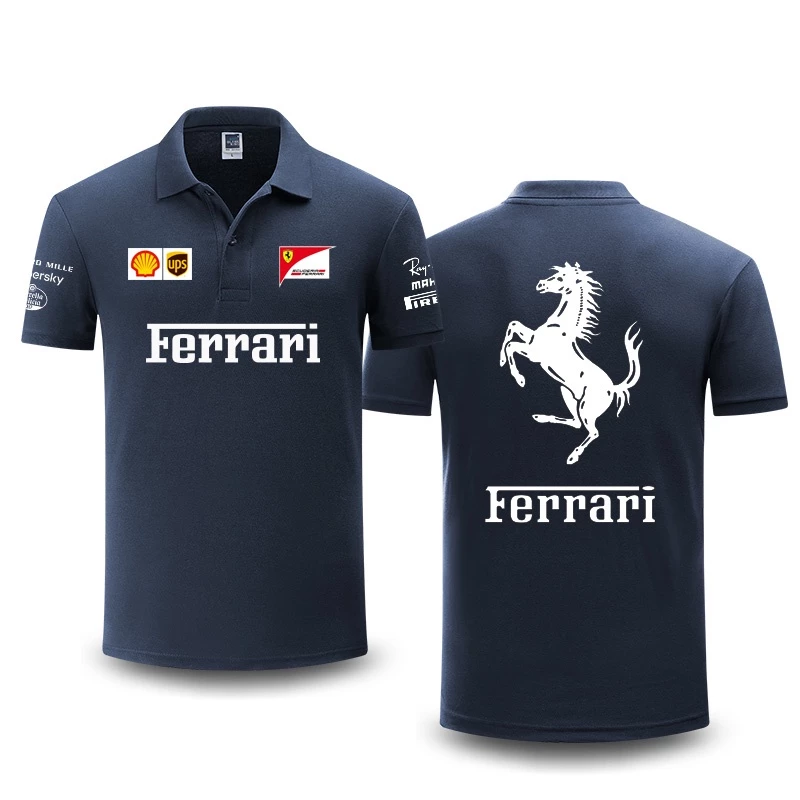 FERRARI Bộ Đồ Đua Xe f1 + Áo polo Tay Ngắn f1 Thời Trang Mùa Hè 2024 Cho Nam Và Nữ