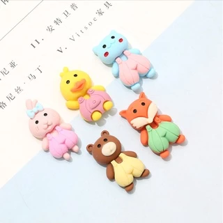 Mẫu charm gấu nâu, thỏ hồng, cáo đỏ, vịt vàng cho các bạn trang trí vỏ điện thoại, dán Jibbitz, kẹp tóc, DIY