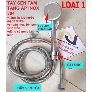 [HÀNG LOẠI 1] BỘ Tay Sen Tắm Tăng Áp bằng 100% INOX 304 TS20 và dây inox 304 TS nước mạnh độ bền tốt