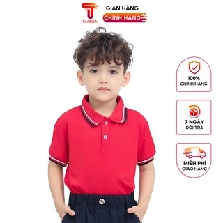 Áo thun polo chính phẩm cộc tay cho bé trai Tanosa chất coton màu trơn cổ viền cho bé 1-6 tuổi