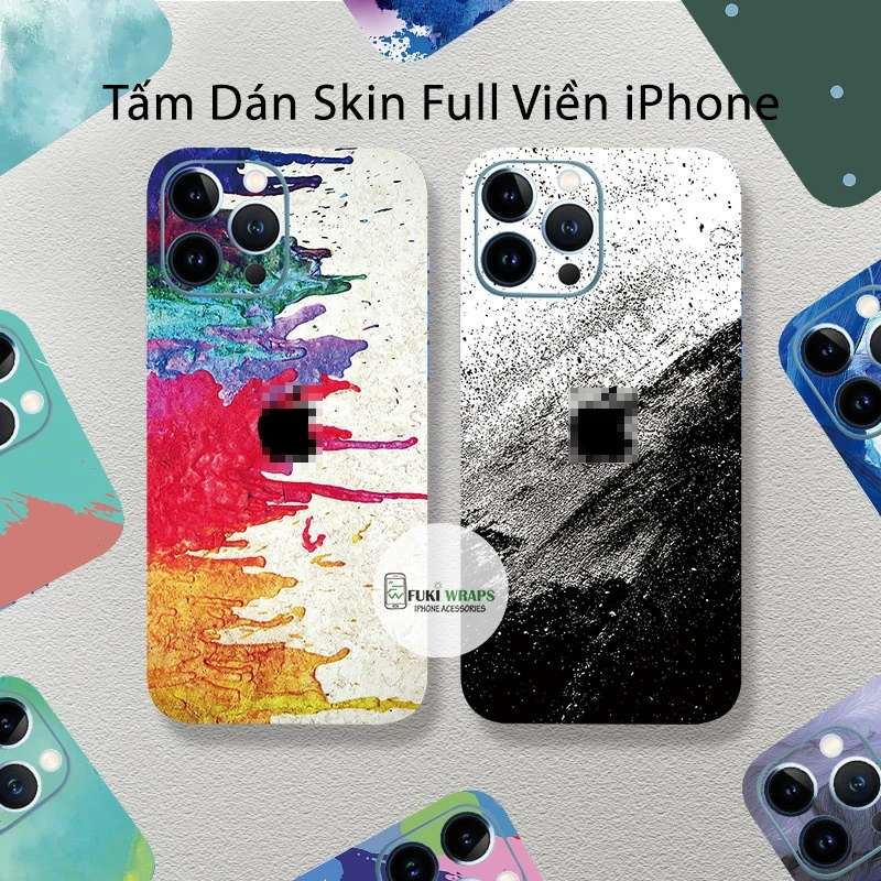 Tấm dán Skin Mặt Sau Nghệ Thuật FULL VIỀN Dành Cho 13prm , 12prm , 11prm , x ,xsm, 7p , ip11 , ip12 , ip13 - FukiShop