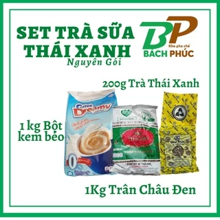 Combo trà sữa thái xanh 165A (Bột DREAMY + Trân châu 1kg + Trà thái xanh)