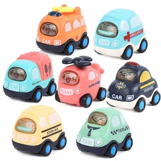 Bộ ô tô đồ chơi quán tính có nhạc, có đèn mô tả xe cứu hỏa, cứu thương, cảnh sát, taxi hấp dẫn cho bé, nhựa ABS an toàn