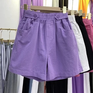 Quần Short Cotton Lanh Ống Rộng Màu Sắc Đơn Giản Thời Trang Mùa Hè Dành Cho Nữ 2022