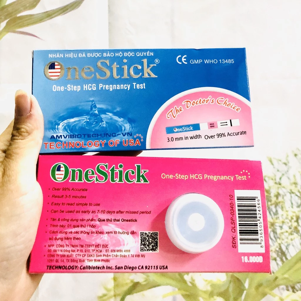 Que Thử thai OneStick 2 vạch chính xác - test thử thai hai vạch sớm nhanh hiệu quả tức thì