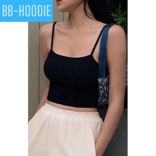 Áo croptop 2 dây nữ trơn A3 - chất thun gân BB-HOODIE shop BB2S1