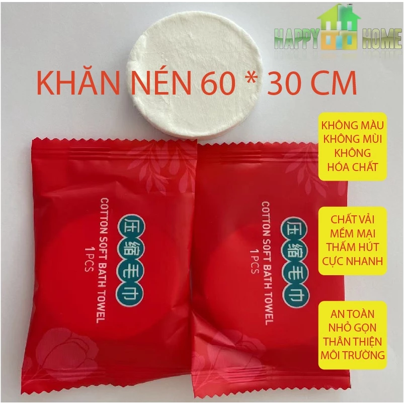 Khăn Nén Đa Năng Cotton Dạng Nén Dùng 1 Lần (60 * 30 CM)