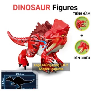 Đồ Chơi Khủng Long Mới 2021 CÓ ĐÈN + TIẾNG GẦM Phiên Bản Màu Đỏ Jurassic World Hãng Lele