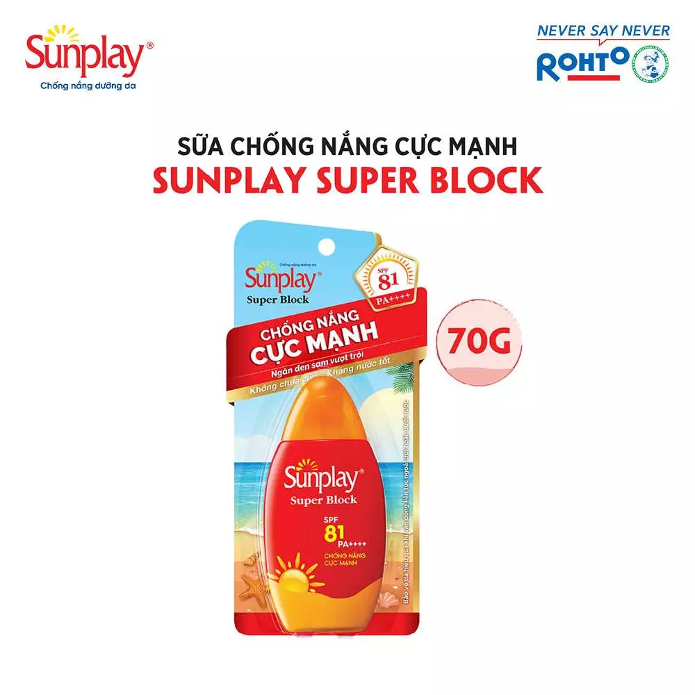 Kem chống nắng Sunplay cực mạnh dạng sữa Sunplay Super Block SPF 81, PA++++ 70g