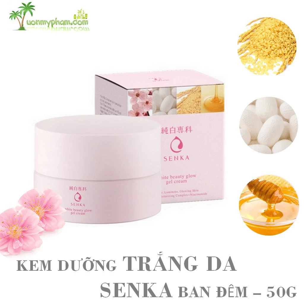 [Siêu Phẩm - Mới] Kem Dưỡng Trắng Da Ban Đêm Senka White Beauty Glow Gel Cream 50G - Shiseido Nhật Bản