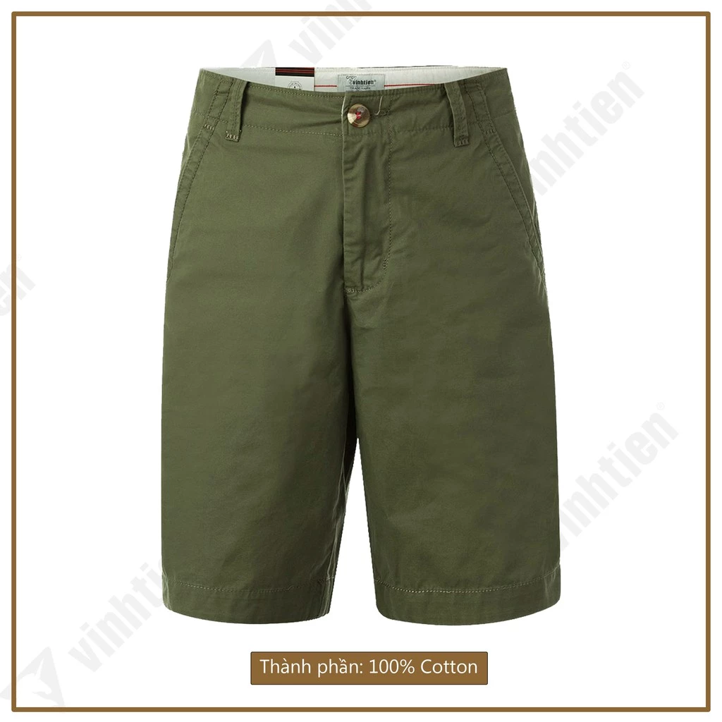 Quần short nam cotton Classic Vĩnh Tiến 335 - Xanh Rêu