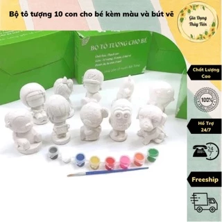 Bộ tô tượng 10 con cho bé kèm màu và bút vẽ