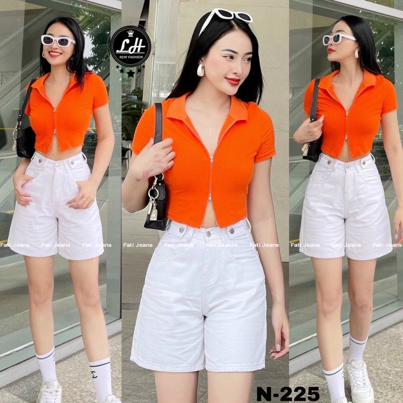 Quần short trắng nữ ống rộng jean kaki chất đẹp Lê Huy Fashion MS 267