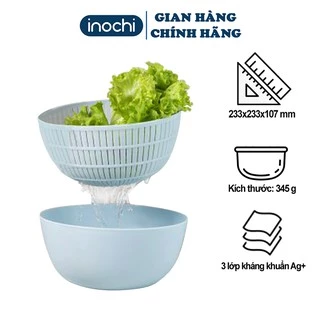 Bộ thau rổ yoko 23cm nhựa dẻo Inochi Nhật Bản cao cấp chắc chắn sang trọng phủ kháng khuẩn